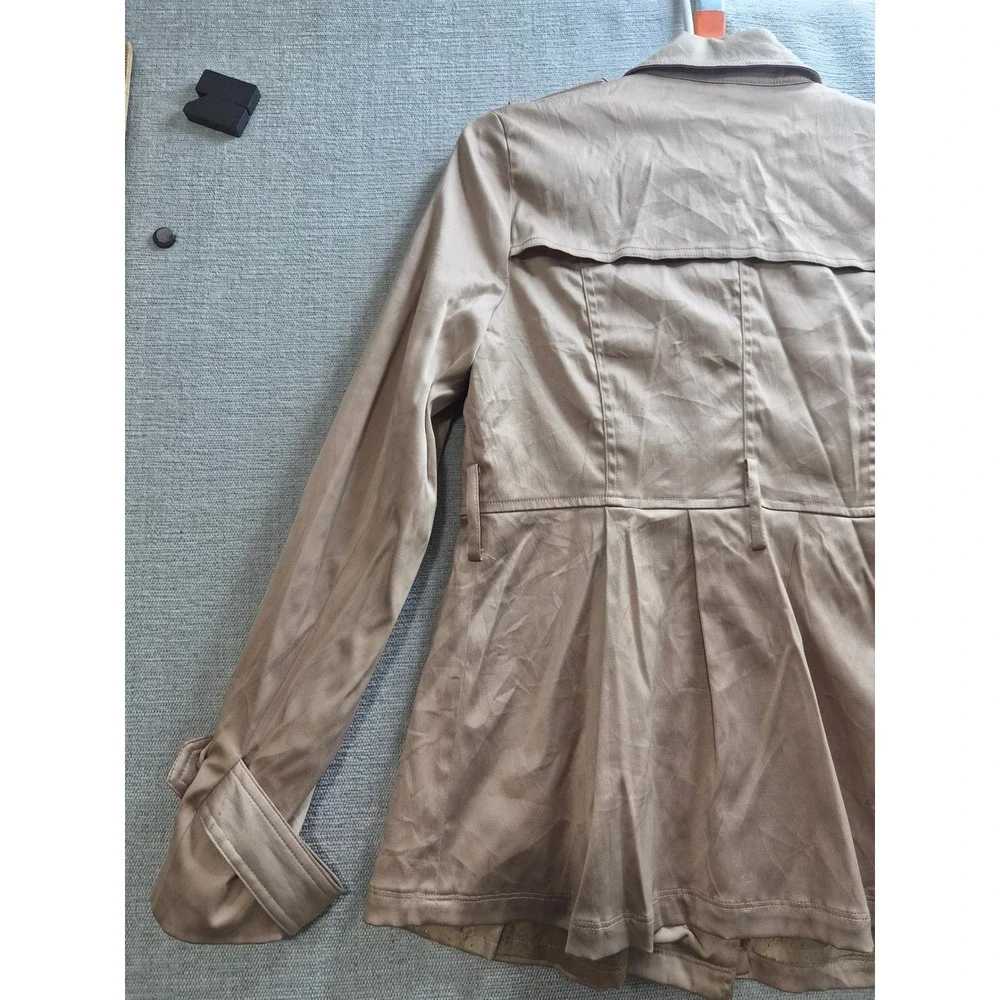 Twenty One Promod Trench Coat Womens Medium Brown Lined Winter Double Breasted